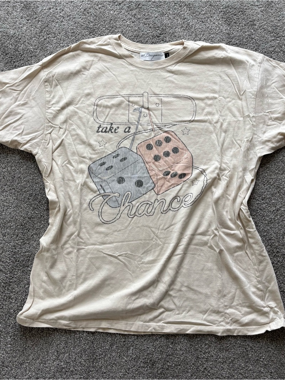 Take a Chance Girl Dangerous Oversized Graphic Tee Size S/M